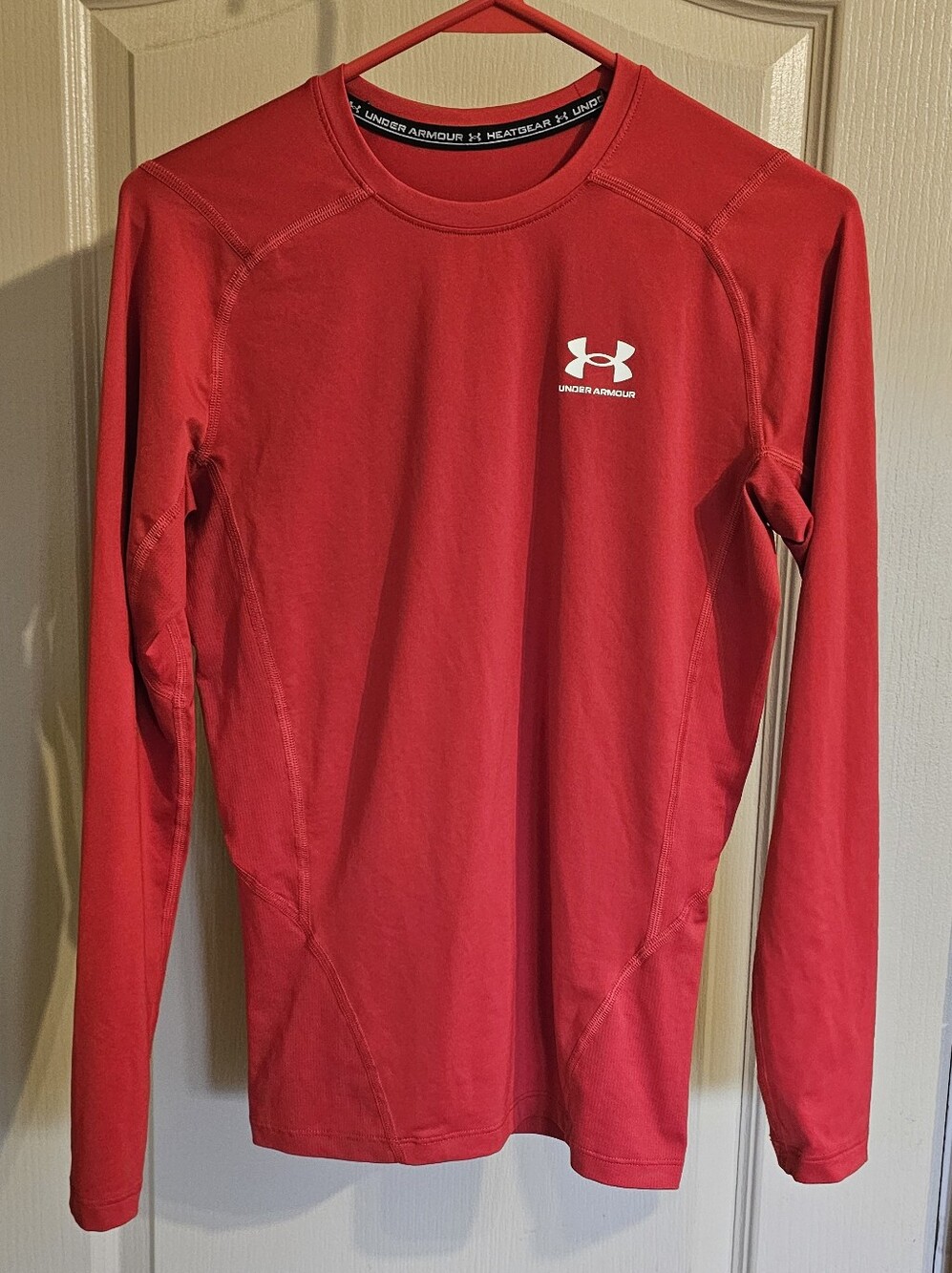 Under Armour Compression Heat Gear Long Sleeve Red Shirt Medium Teen